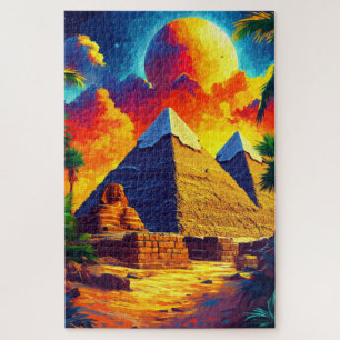 Het piramidecomplex van Gizeh. Caïro, Egypte. Legpuzzel
