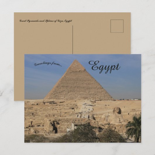 Het piramidecomplex van Gizeh in Egypte Briefkaart (Voorkant / Achterkant)