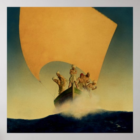 “Het Piratenschip” door Maxfield Parrish Poster (Voorkant)