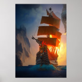 Het piratenschip op het zee | AI Art Poster (Voorkant)