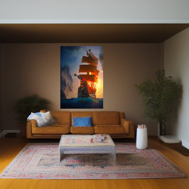 Het piratenschip op het zee | AI Art Poster