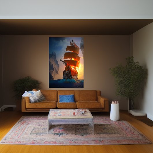 Het piratenschip op het zee | AI Art Poster