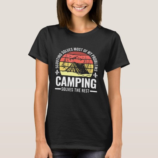 Het plaatsen Camping lost Mijn Problemen Scouting  T-shirt (Voorkant)