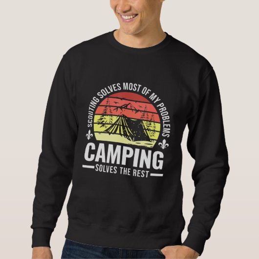 Het plaatsen Camping lost Mijn Problemen Scouting Trui (Voorkant)