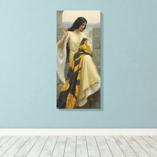 Het plaatsen van de Standaardvlag (middeleeuwse Vr Canvas Afdruk (Insitu (Houten vloer))