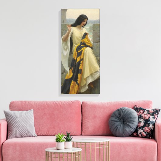 Het plaatsen van de Standaardvlag (middeleeuwse Vr Canvas Afdruk (Insitu (Woonkamer))