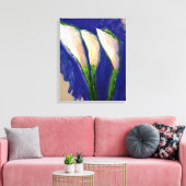 Het plaatsen van de Witte Calla Lilies de Kunstdru Canvas Afdruk (Insitu (Woonkamer))