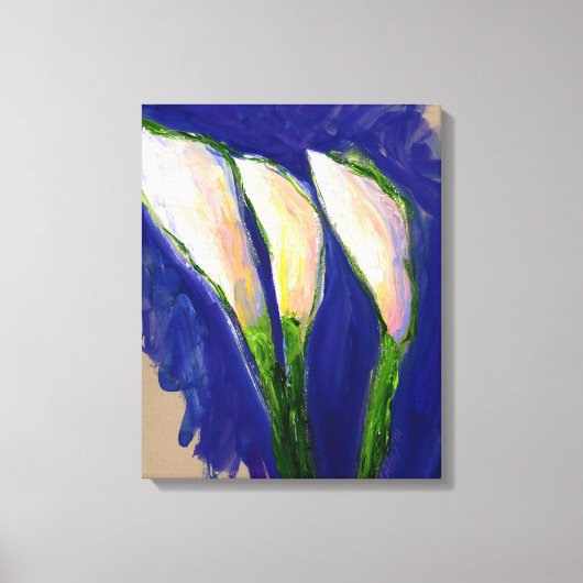 Het plaatsen van de Witte Calla Lilies de Kunstdru Canvas Afdruk (Voorkant)