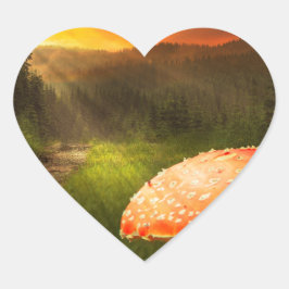 Het plaatsen van de Zon van de Autumn. Hart Sticker