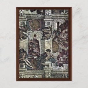 Het plafond van Fresco in de Sistine Chapel Genesi Briefkaart