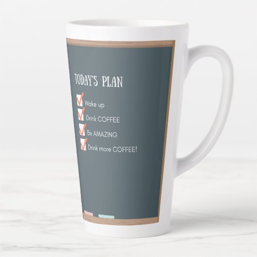 Het plan van vandaag - Funny Mug Latte Mok (Rechts)