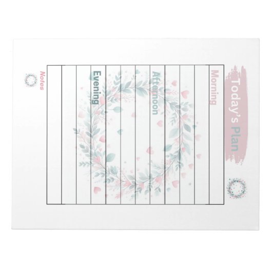 Het Plan van vandaag Pastel Roze en Groene Bloemen Notitieblok (Voorkant)