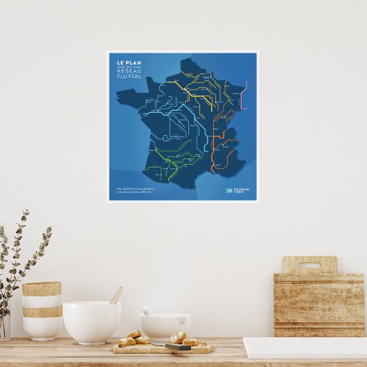 Het plan voor het Franse riviernet Poster (Keuken)