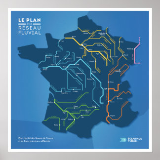 Het plan voor het Franse riviernet Poster