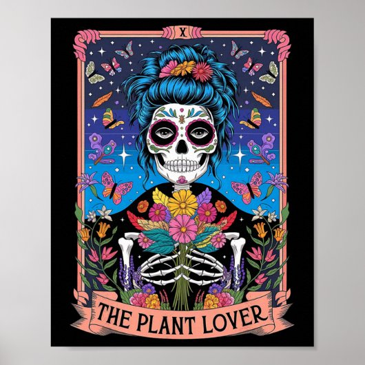 Het Plant Lady Funny Mystic Skeleton Tarot Kaarten Poster (Voorkant)