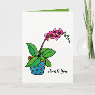 Het Plant van de Orchidee van de waterverf in Bedankkaart