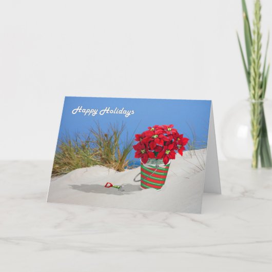 Het Plant van Pointsettia van de Emmer van het Feestdagen Kaart (Voorkant)