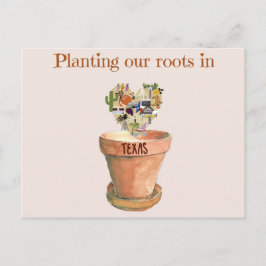Het planten van onze wortels in Texas nieuwe huis Aankondigingskaart