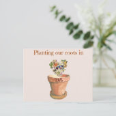 Het planten van onze wortels in Texas nieuwe huis  Aankondigingskaart (Staand voorkant)