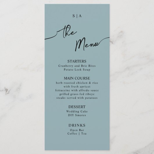 Het platte menu voor Boho Wedding. (Voorkant)