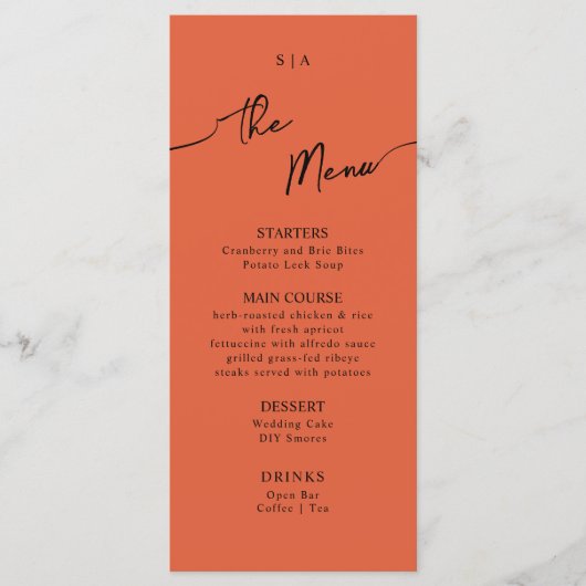 Het platte menu voor Boho Wedding. (Voorkant)