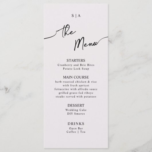 Het platte menu voor Boho Wedding. (Voorkant)