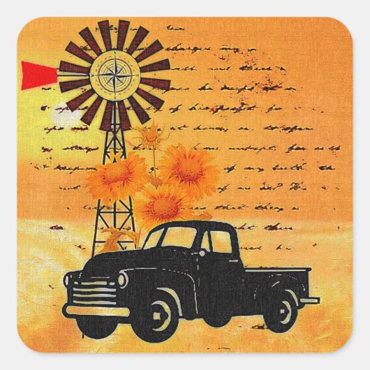 Het platteland vierkante sticker (Voorkant)