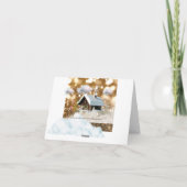 Het Plattelandshuisje Gouden Bokeh van de Sneeuw Feestdagen Kaart (Achterkant)