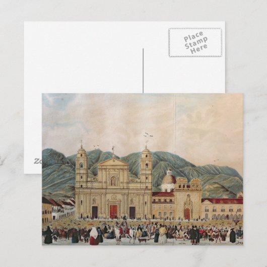 Het Plaza de Bolivar, Bogota, 1837 Briefkaart (Voorkant / Achterkant)