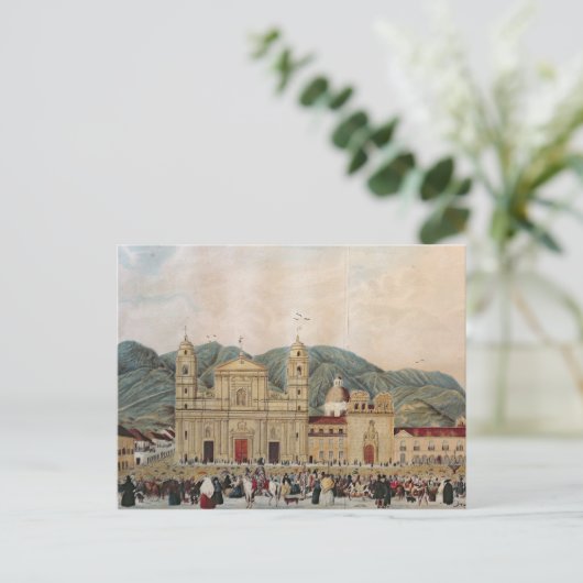 Het Plaza de Bolivar, Bogota, 1837 Briefkaart (Staand voorkant)