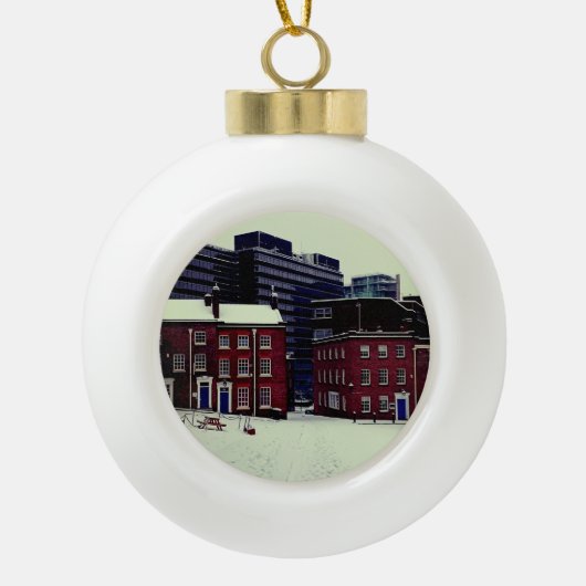 Het plein keramische bal ornament (Voorkant)