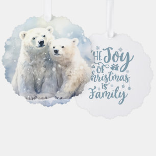 Het plezier van Kerstmis is familie Ijsbeer en wel Ornament Kaart