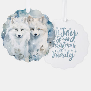 Het plezier van Kerstmis is Familie Poolvossen Ornament Kaart