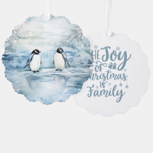 Het plezier van Kerstmis is gezins-pinguïns Ornament Kaart