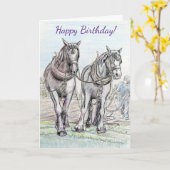 Het Ploegen van Carthorses de Verjaardag van het Kaart (Gele Bloem)