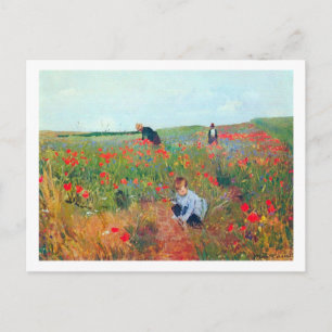 Het plukken van bloemen in een veld, Mary Cassatt Briefkaart
