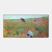 Het plukken van bloemen in een veld, Mary Cassatt Bureaumat (Voorkant)