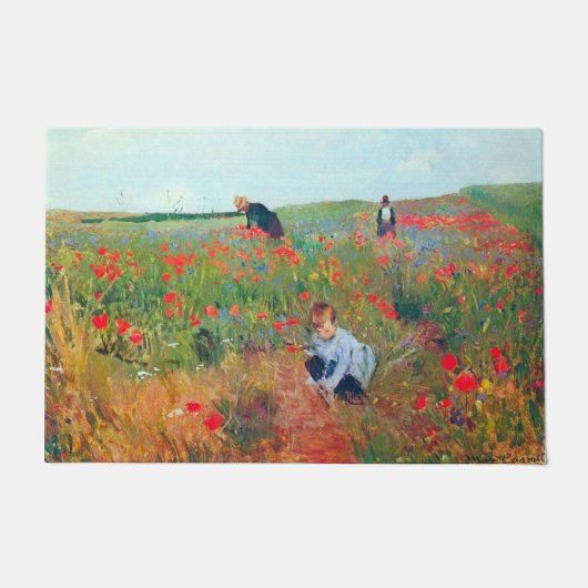 Het plukken van bloemen in een veld, Mary Cassatt Deurmat (Voorkant)