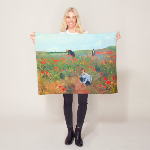 Het plukken van bloemen in een veld, Mary Cassatt Fleece Deken