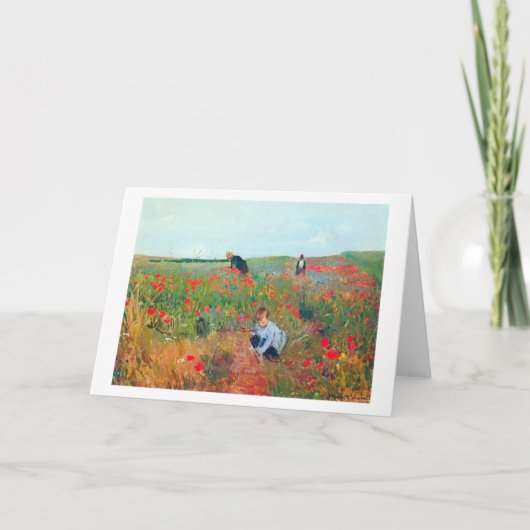 Het plukken van bloemen in een veld, Mary Cassatt Kaart (Voorkant)