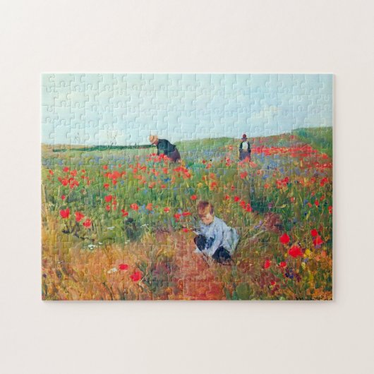 Het plukken van bloemen in een veld, Mary Cassatt Legpuzzel (Horizontaal)
