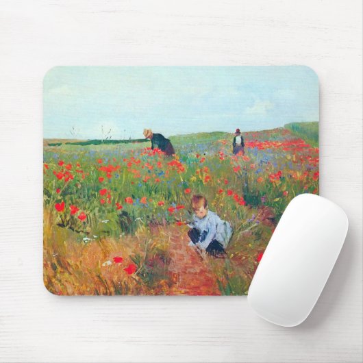 Het plukken van bloemen in een veld, Mary Cassatt Muismat (Met muis)