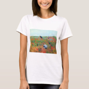Het plukken van bloemen in een veld, Mary Cassatt T-shirt