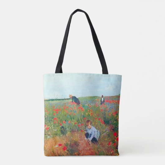 Het plukken van bloemen in een veld, Mary Cassatt Tote Bag (Achterkant)