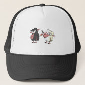 het plukken van de zwarte cartoon trucker pet (Voorkant)