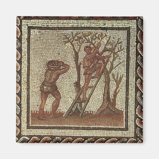 Het plukken van fruit, Romeins mozaïek Magneet (Voorkant)
