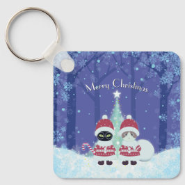 Het Poiluna Christmas Metal Square van Jouw naam Sleutelhanger