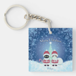 Het Poiluna-kerstplein van Jouw naam Sleutelhanger