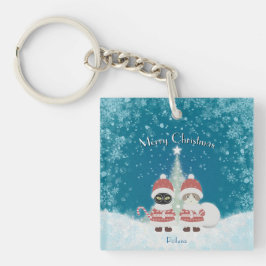 Het Poiluna-kerstplein van Jouw naam Sleutelhanger