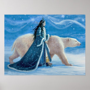 Het Polaire Beer en de sneeuwprinses 12x16 Poster